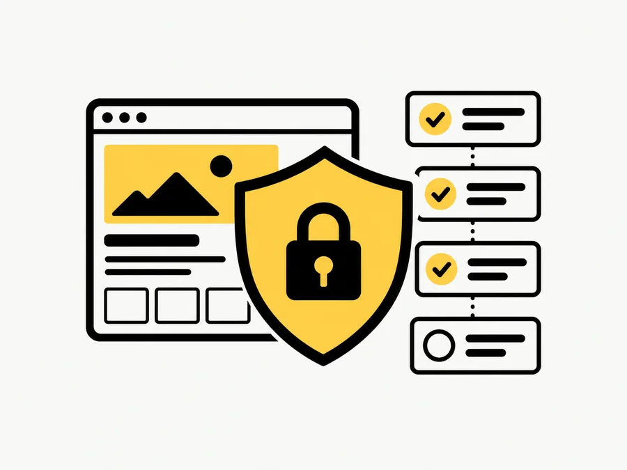 A shield over a web page with its response headers being checked one by one